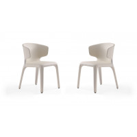 Manhattan Comfort DC031-CR Conrad Cream Faux Leather Dining Chair (Set of 2)